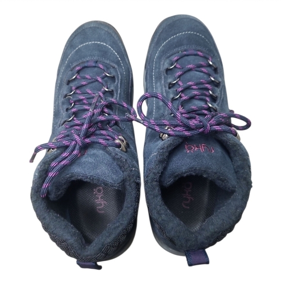 Ryka Canyon Shearling Suede Hiking Boots Navy Purple Size 9 - Picture 11 of 13